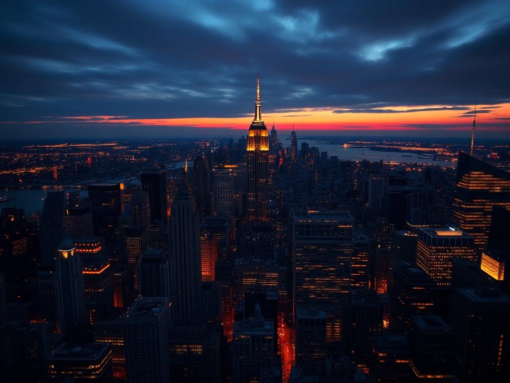 New York skyline at twilight